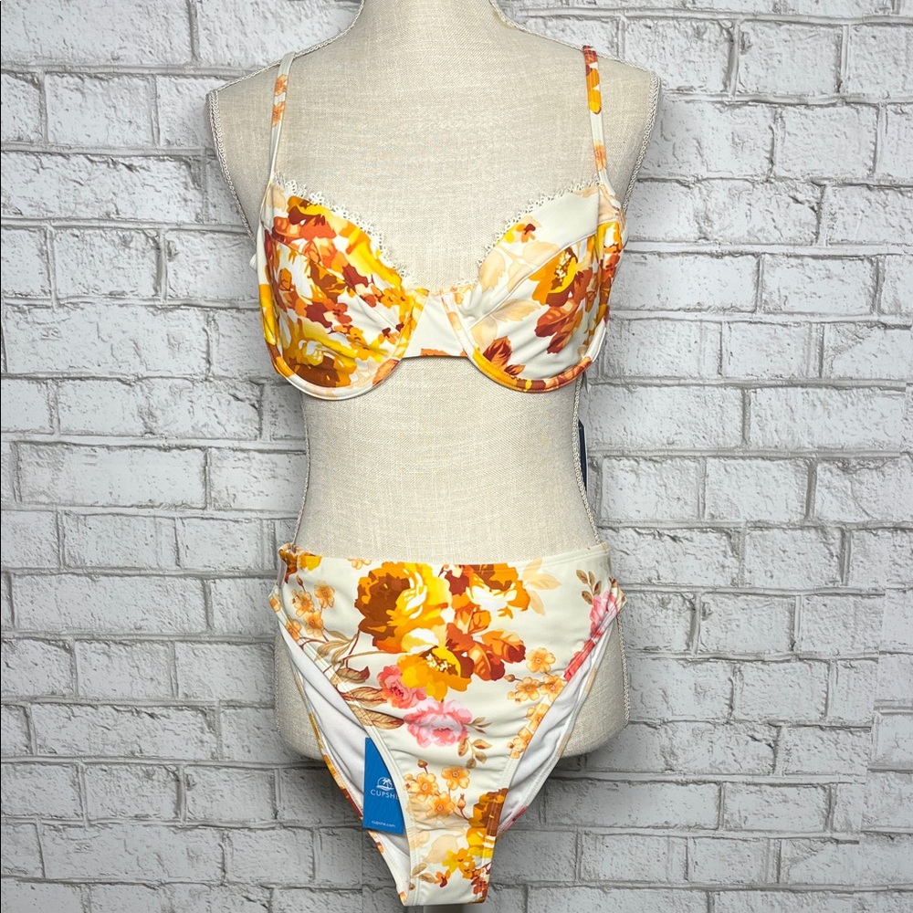 Cupshe Floral Bikini Set with Underwire NWT size L & M - Picture 2 of 16